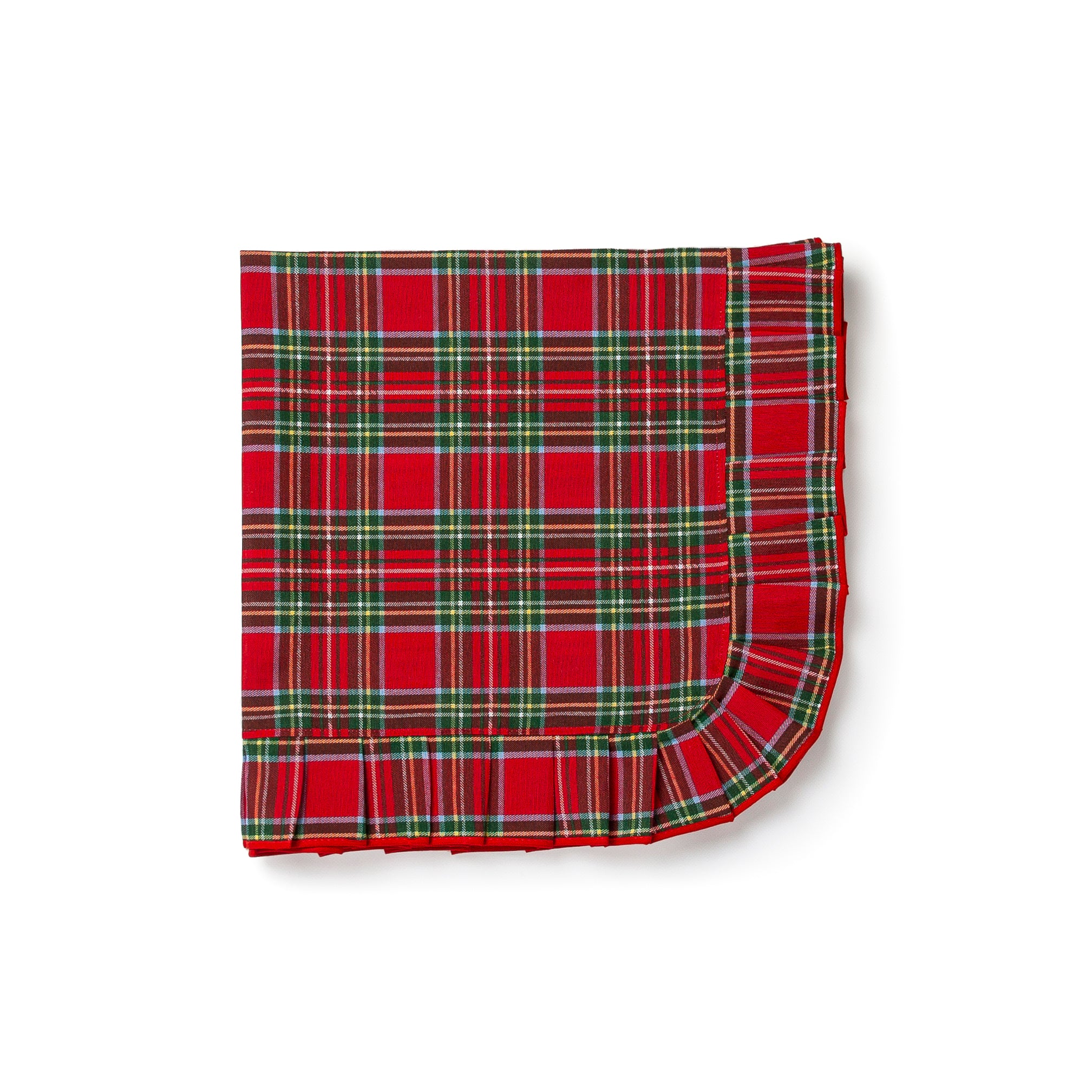 Centrotavola Tartan in Cotone e Poliestere con Volant 90x90 cm