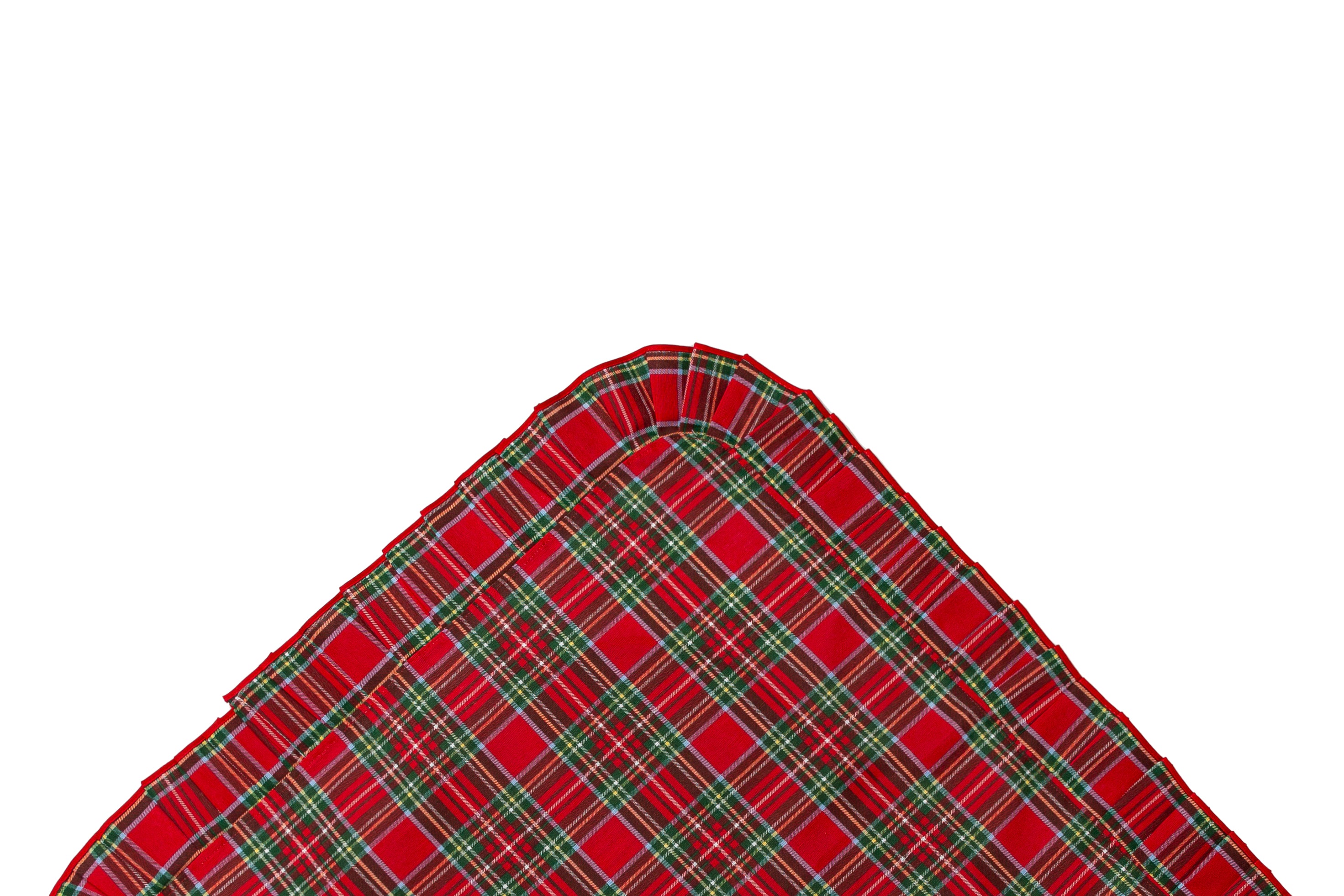 Tovaglia Natalizia Rotonda Tartan Tovaglia Antimacchia con Volant Tovaglia Plastificata Interni Esterni Addobbi Natale per Cucina Ottima Idea Regalo Ø 130 cm