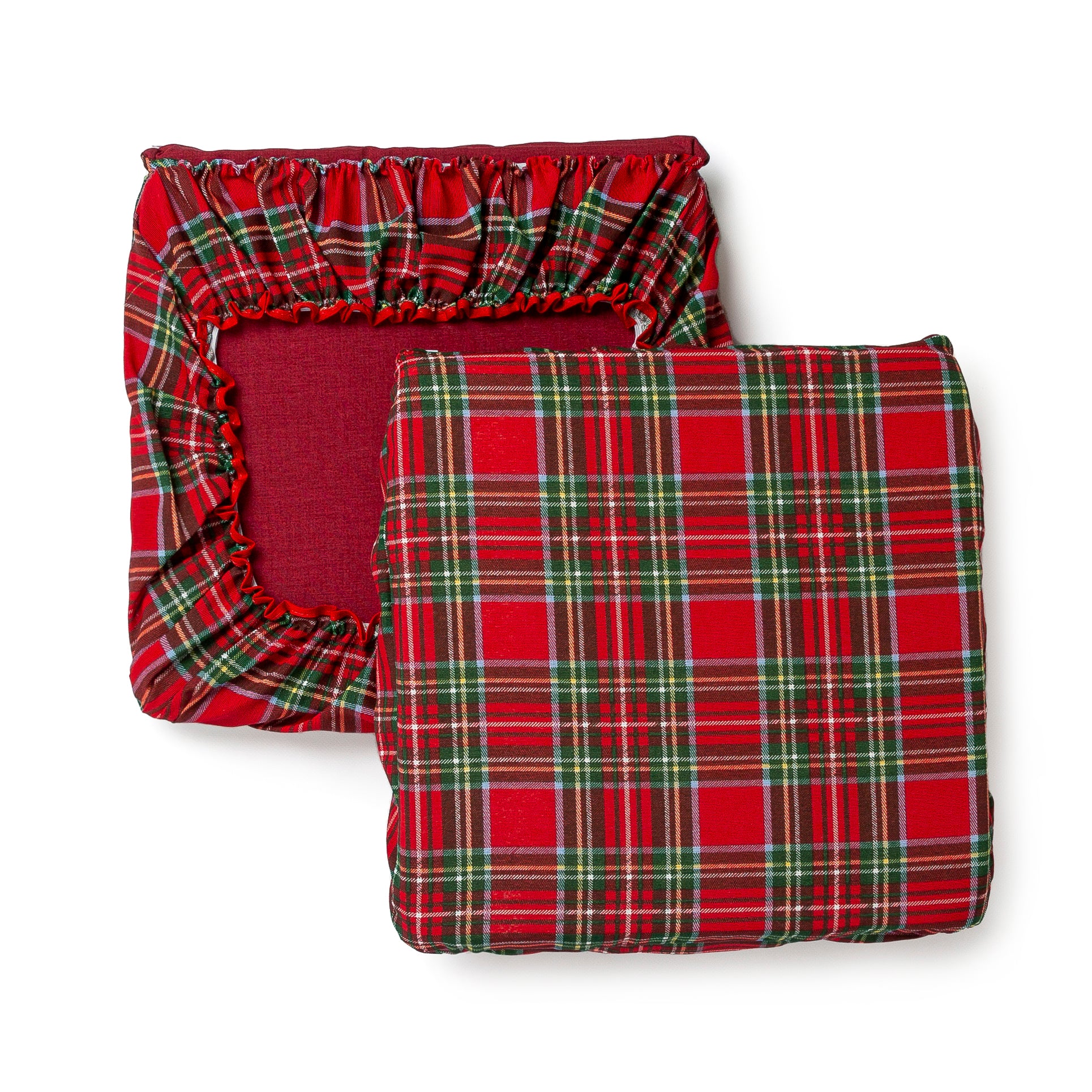 Cuscini Coprisedia scozzese natalizio con fascia elastica 40x40cm Tartan supreme Set da 2 pezzi