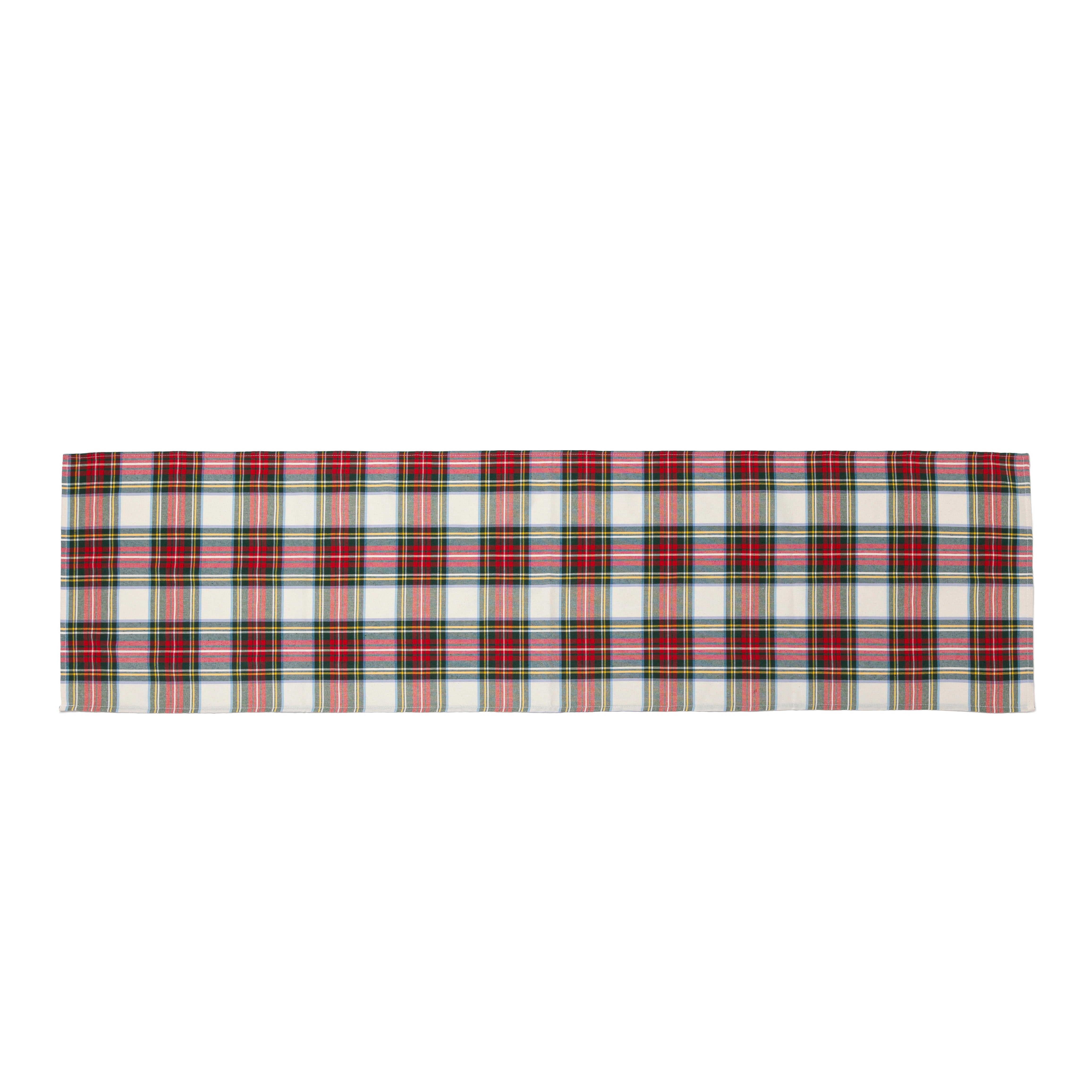 Runner Scozzese 40x140 rettangolare in cotone e poliestere Bianco e Rosso