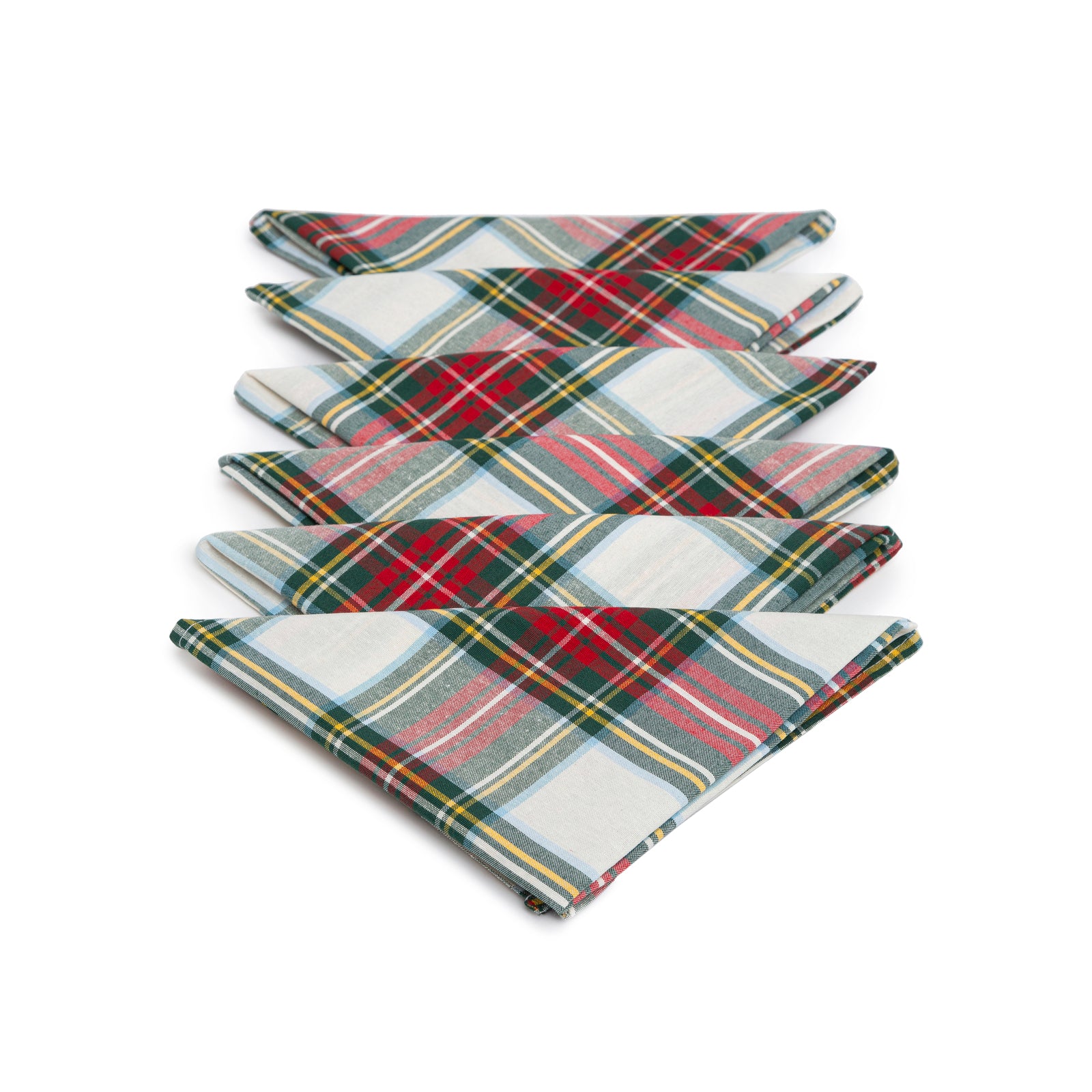 Tovaglioli in cotone 4 pz 45x45 tinta unita rosso e bianco fantasia scozzese