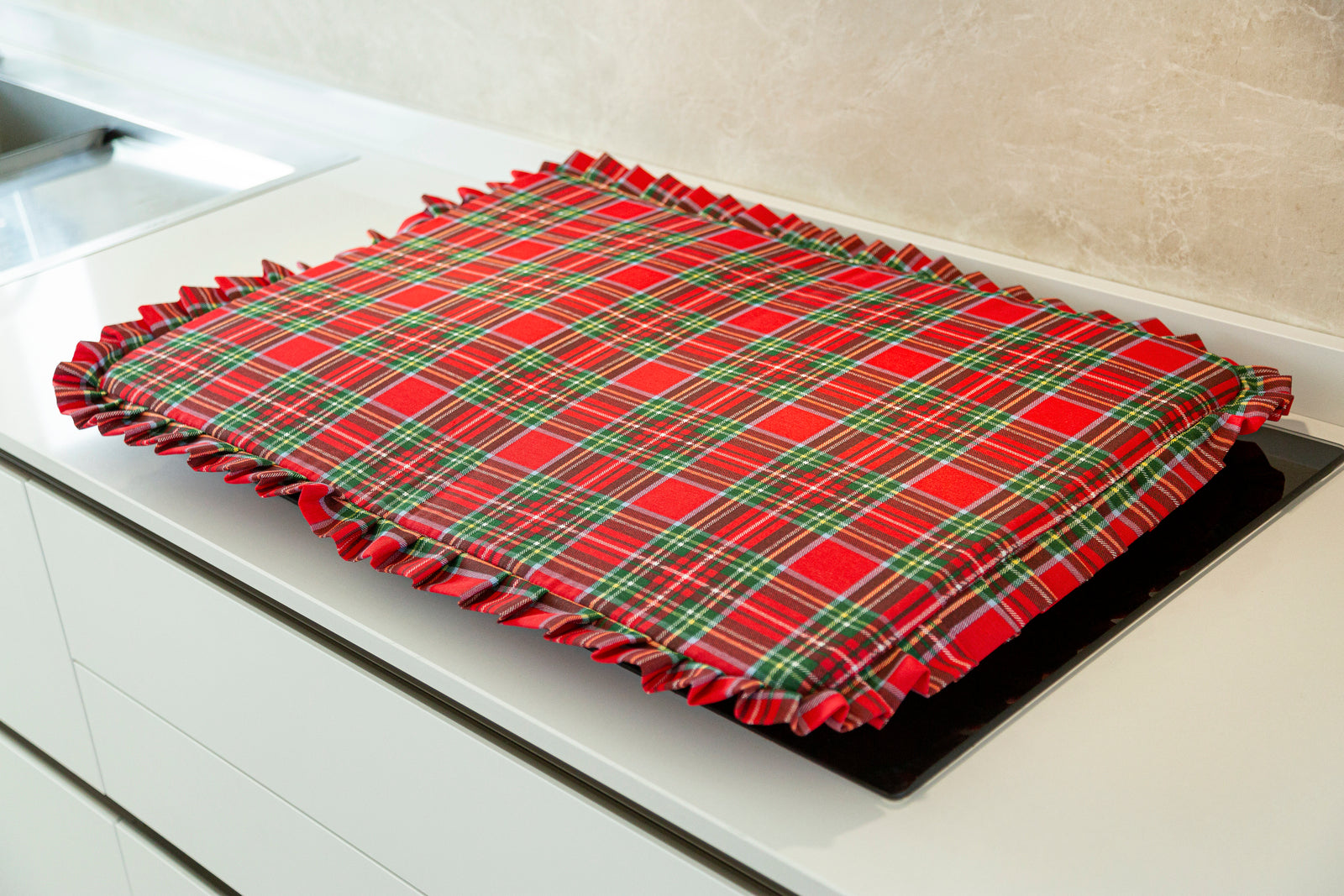 Copriforno e coprifornelli Natale Tartan scozzese cotone 80% e poliestere 20%