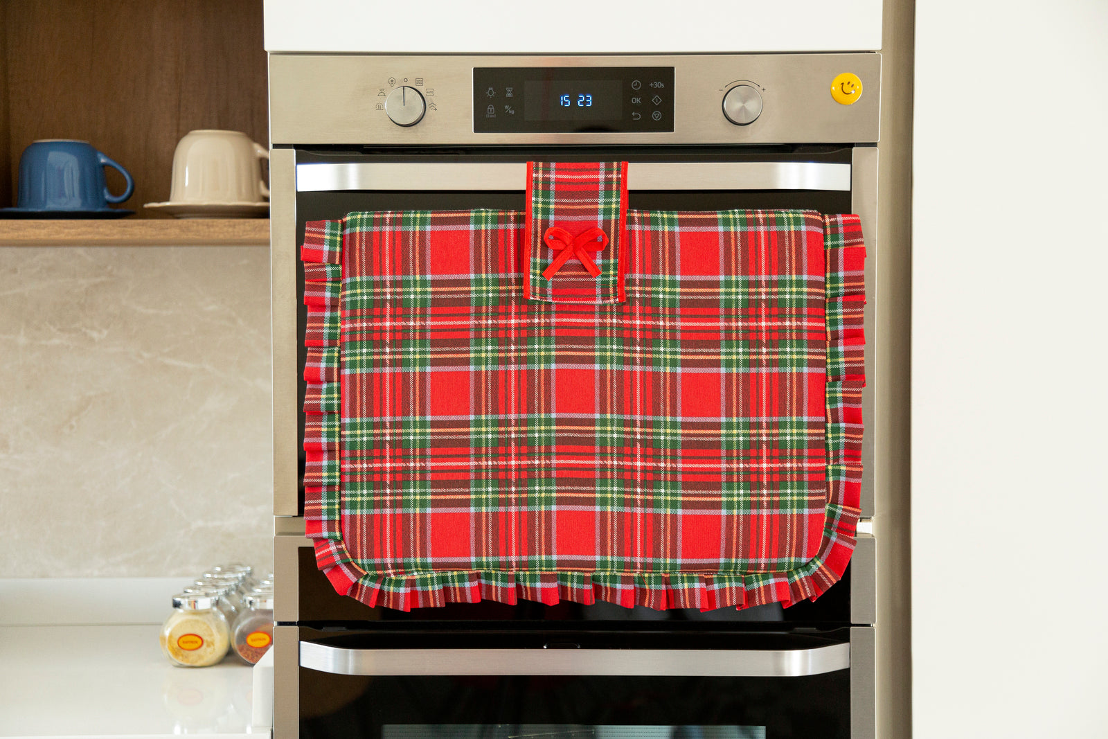 Copriforno e coprifornelli Natale Tartan scozzese cotone 80% e poliestere 20%