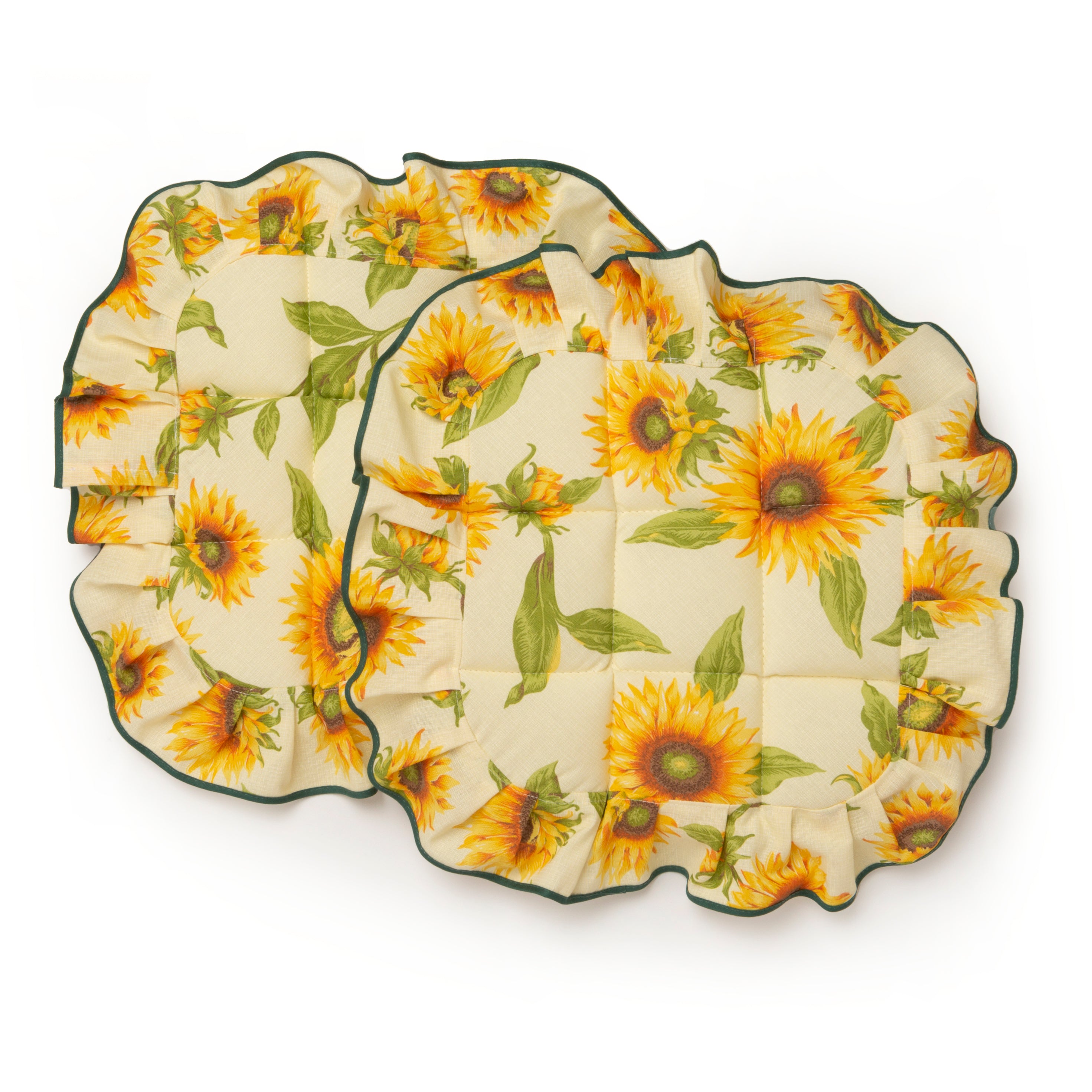 Cuscini Copri sedia Girasole Shabby Chic Country Trapuntato Imbottito Fissaggio con 4 Alette 40x40 cm Set da 2 pezzi Vari Colori