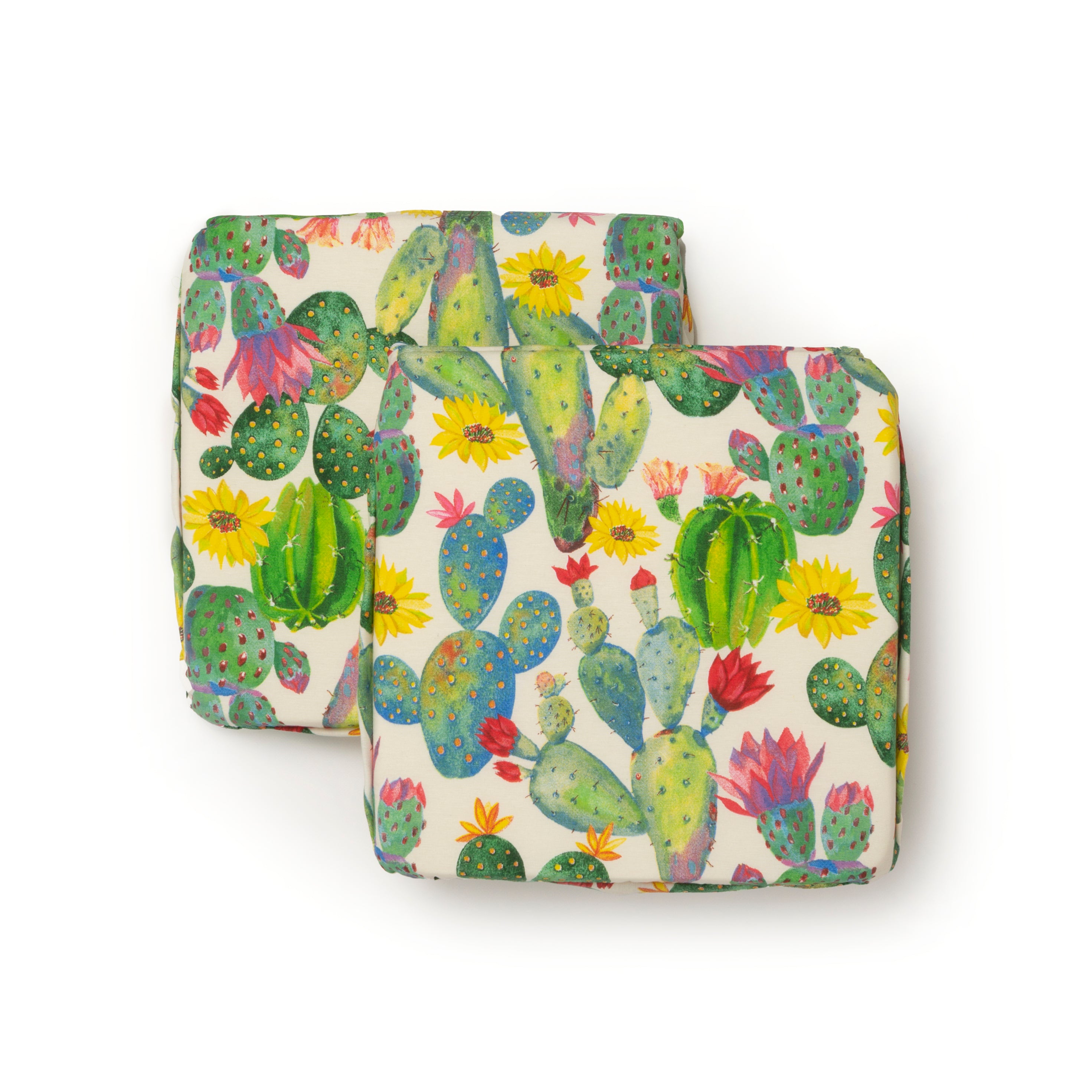 Cuscini Coprisedia Cactus Imbottito con Fascia Elastica Sfoderabile 40x40 cm Set da 2 pezzi