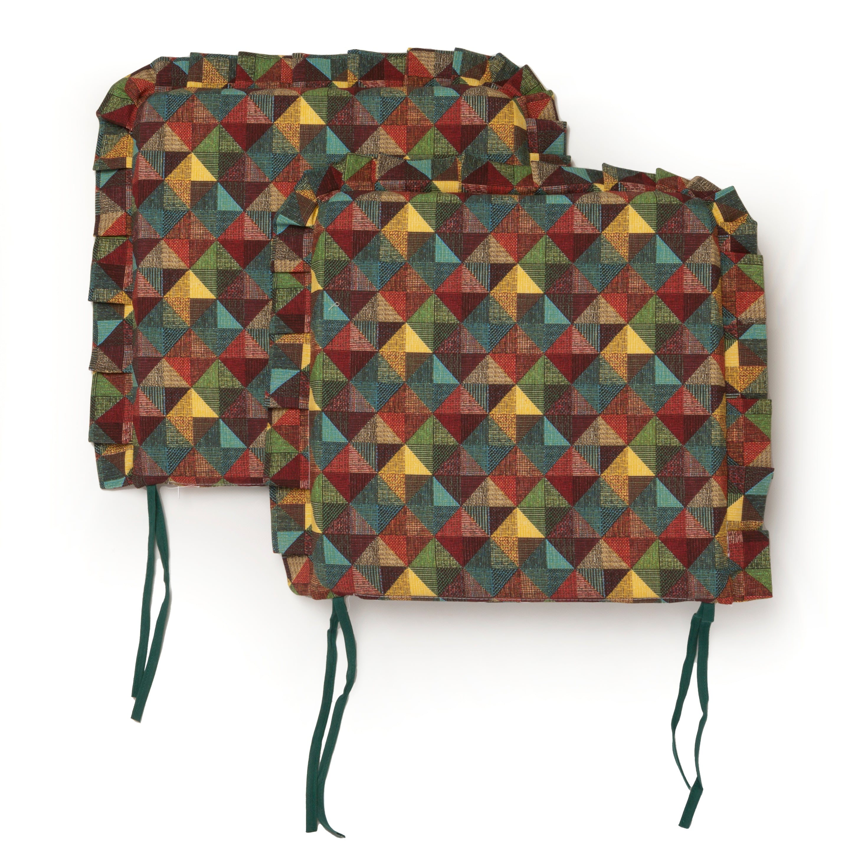 Cuscini Coprisedia Riccio Shabby Chic Country Volant ai Bordi, Imbottito, con Laccetti, Sfoderabile, 40x40 cm, Set da 6 pezzi