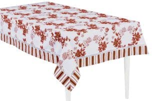 Tovaglia 16 posti 140x320 100% cotone fantasia a fiori bordo rigato Blanca Natale