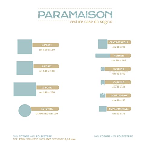 Tovaglia rettangolare 6 posti con volant Maiolica plastificata