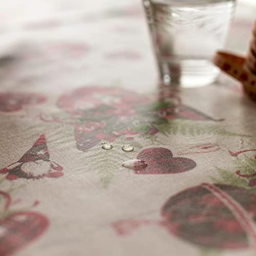 Tovaglia 4 posti 150x150 cotone stampato plastificato pvc antimacchia con volant fantasia Gnomi