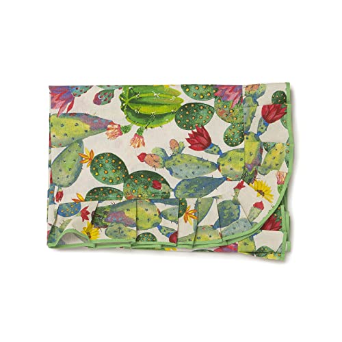 Tovaglia rotonda diametro 130 cm moderna stampata in PVC linea Shabby Chic Cactus