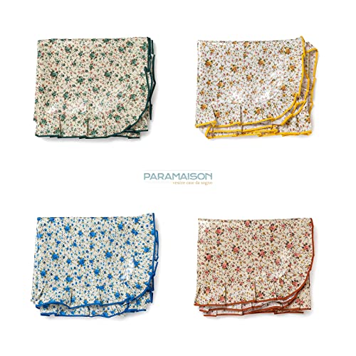 Tovaglia 12 posti 140x230 cm cotone e poliestere plastificata con volant linea Provenzale