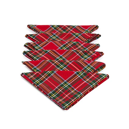 Tovaglioli in cotone 4 pz 45x45 tinta unita rosso e bianco fantasia scozzese