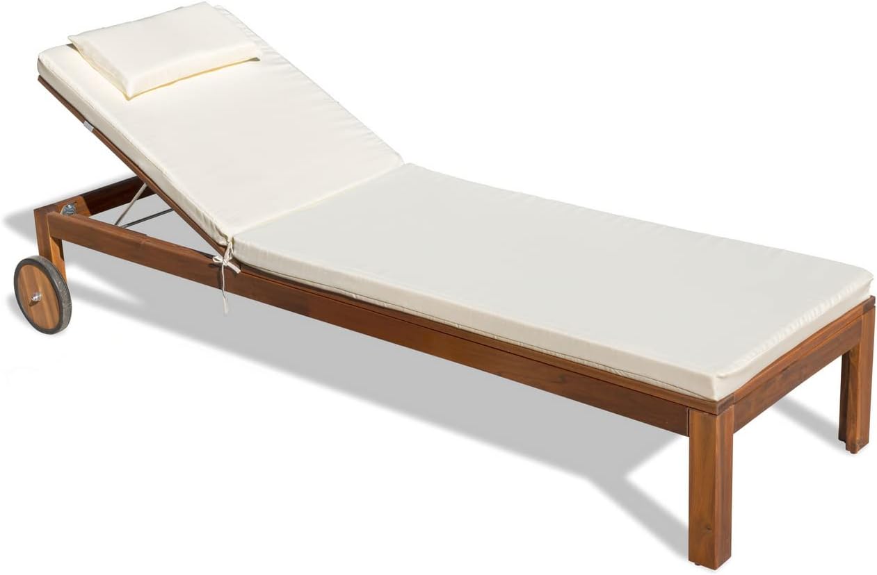 Cuscino Imbottito Lettino Prendisole Cook, Sfoderabile, Antigraffio, con Laccetti, Interni o Esterni, Imbottitura 5 cm, Universale Copri Lettino Giardino 60x190 cm Bianco