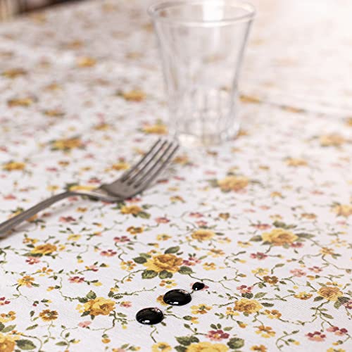 Tovaglia rotonda diametro 130 cm poliestere e cotone plastificata con volant linea Provenzale