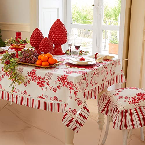 Tovaglia 14 posti 140x270 cotone fantasia floreale Blanca Natale