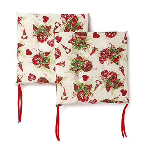 Cuscini Coprisedie con laccetti 6 pezzi 40x40 4 punti cotone e poliestere fantasia Gnomi