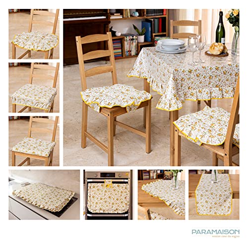 Tovaglia 12 posti 140x230 cm cotone e poliestere plastificata con volant linea Provenzale