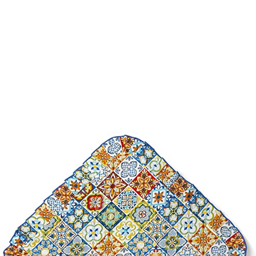 Tovaglia 12 posti 140X230 cotone plastificata con volant antimacchia Maiolica