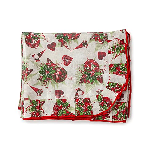 Tovaglia 12 posti 140x 230 cotone plastificato con volant fantasia Gnomi