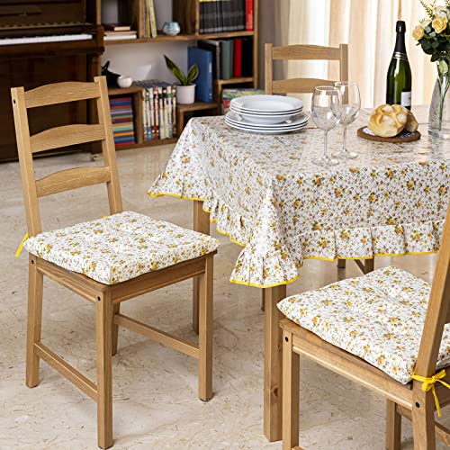 Tovaglia 12 posti 140x230 cm cotone e poliestere plastificata con volant linea Provenzale