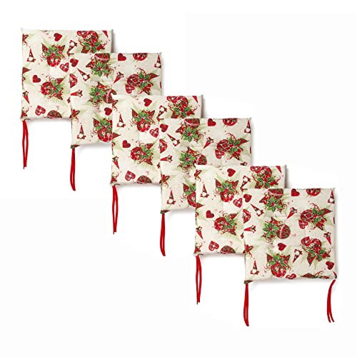 Cuscini Coprisedie con laccetti 6 pezzi 40x40 4 punti cotone e poliestere fantasia Gnomi