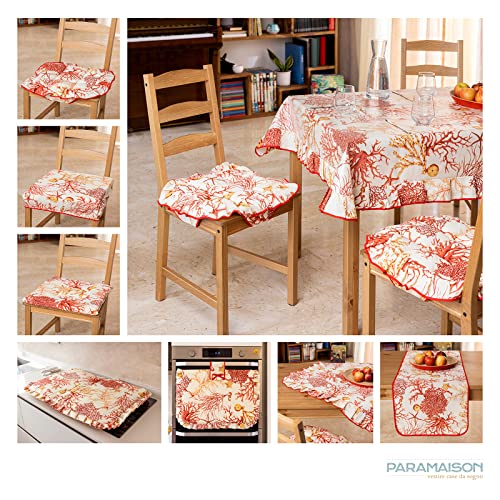 Tovaglia 4 posti antimacchia 150 x150 in pvc rossa o azzurra Coralli