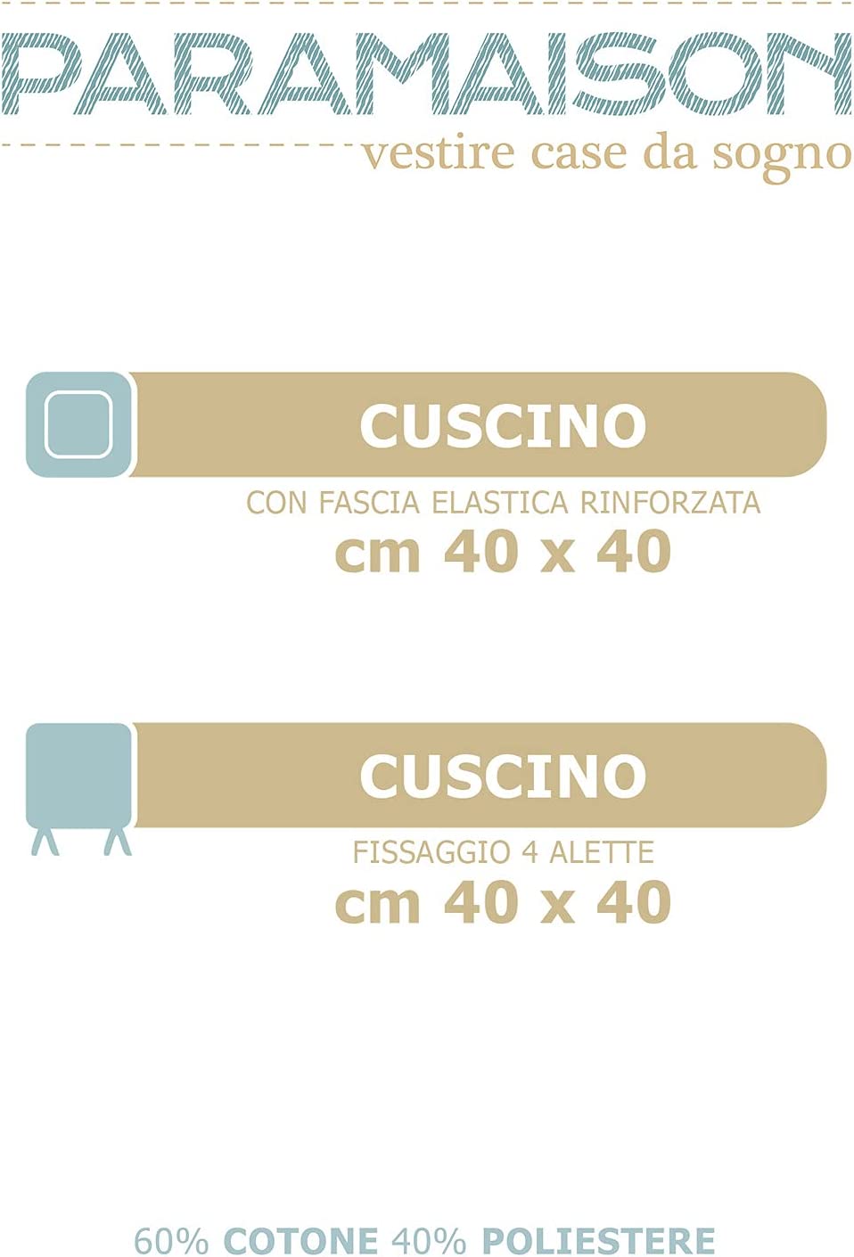 Cuscini Coprisedia Shabby Chic 40x40 Set da 2 pezzi Imbottito con Fascia Elastica Sfoderabile