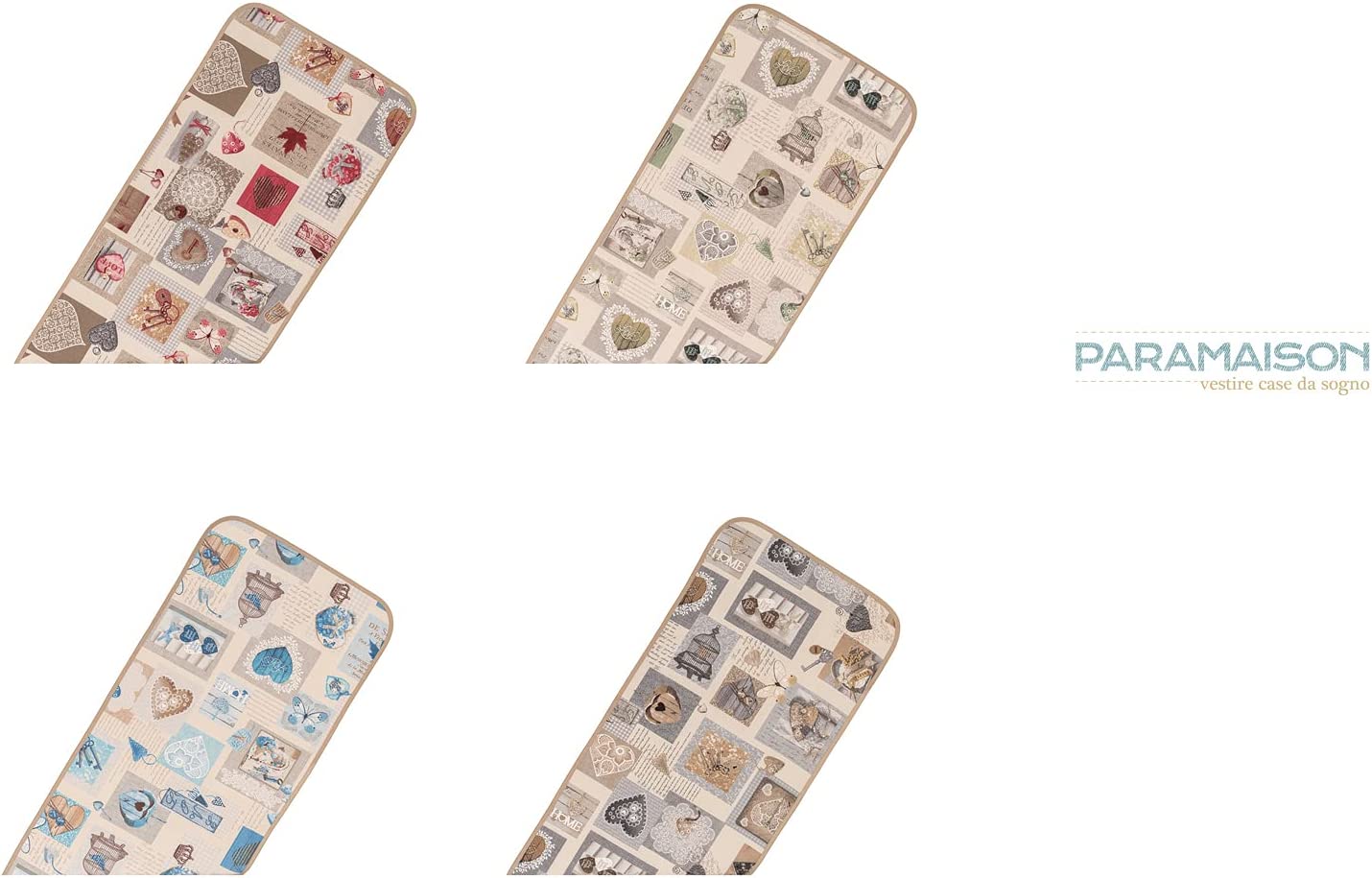 Runner 40x140 Azzurro, Bordeaux, Grigio o Verde cotone e poliestere linea Shabby Chic fantasia Chiave