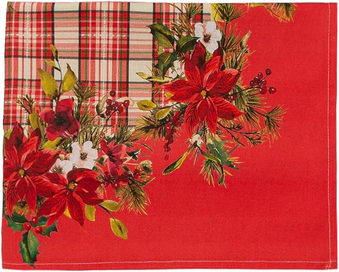 Tovaglia Natalizia Stella di Natale – Rettangolare 100% Cotone – Stampa Digitale – 6/12/18 Posti – Made in Italy