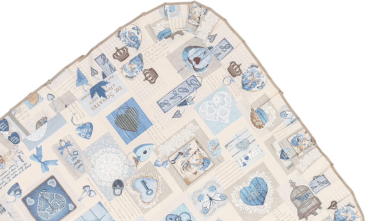 Tovaglia 12 posti 140x230 antimacchia impermeabile pvc cotone Rettangolare linea Shabby Chic fantasia Chiave