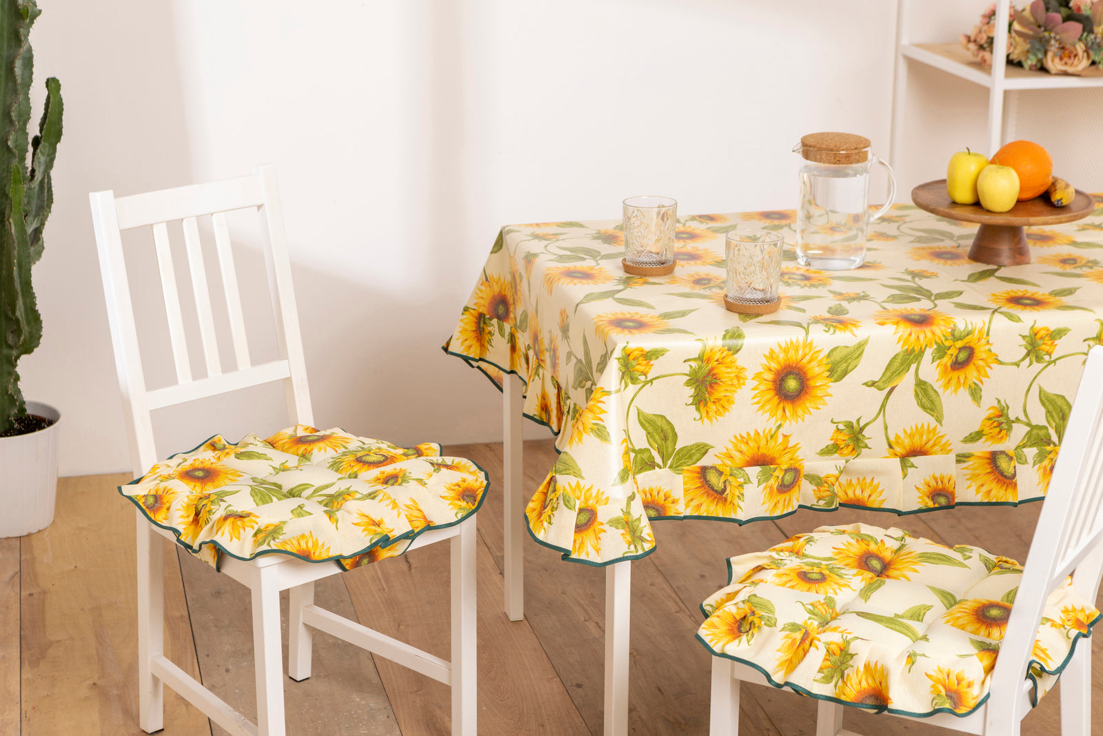 Tovaglia Antimacchia Shabby Chic Country Girasole Stile Shabby Country Rotonda Impermeabile Tavola da Pranzo Cucina Giardino Ø 130 cm Vari Colori