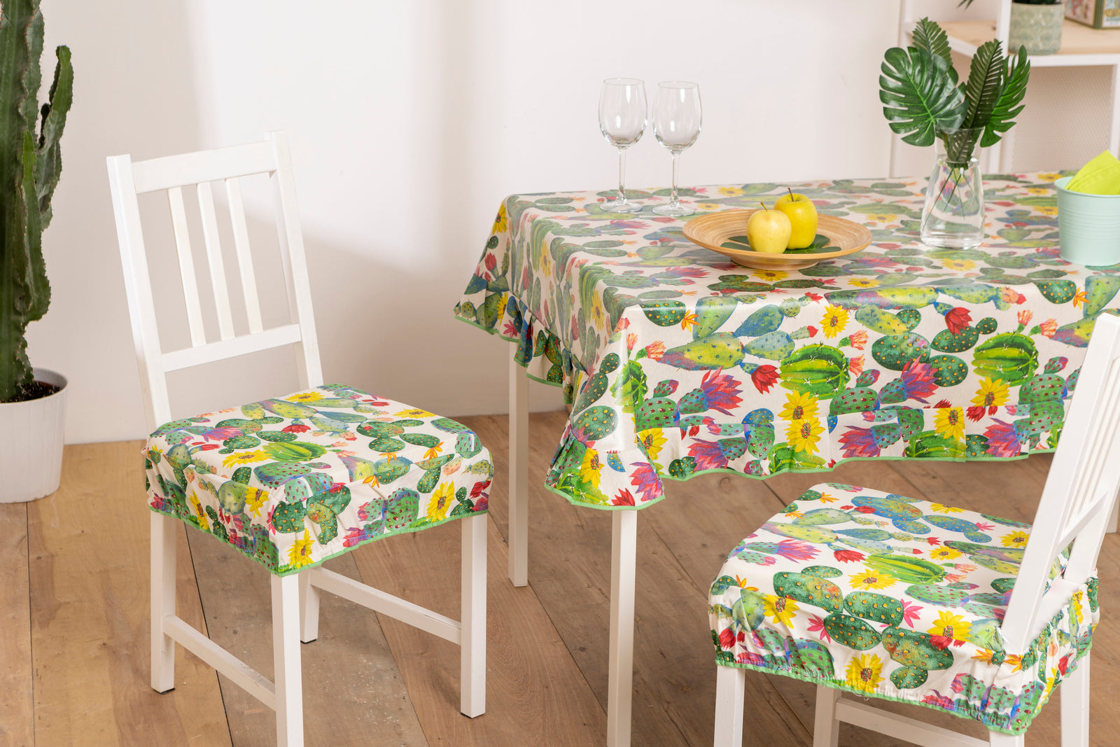 Cuscini Coprisedia Cactus Imbottito con Fascia Elastica Sfoderabile 40x40 cm Set da 2 pezzi