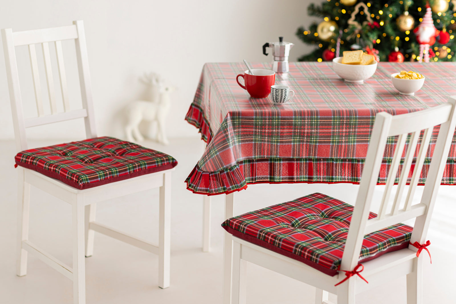 Cuscini Coprisedia 4 Punti Cotone e Poliestere Set da 6 Pezzi Tartan scozzese