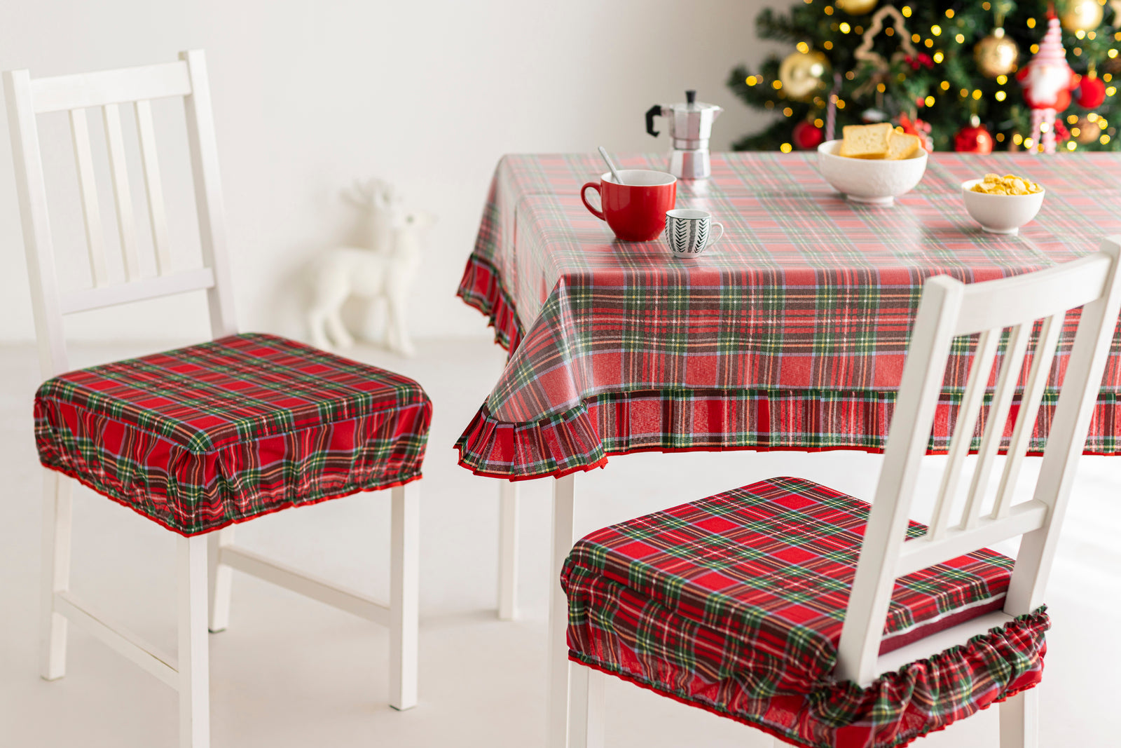 Cuscini Coprisedia scozzese natalizio con fascia elastica 40x40cm Tart