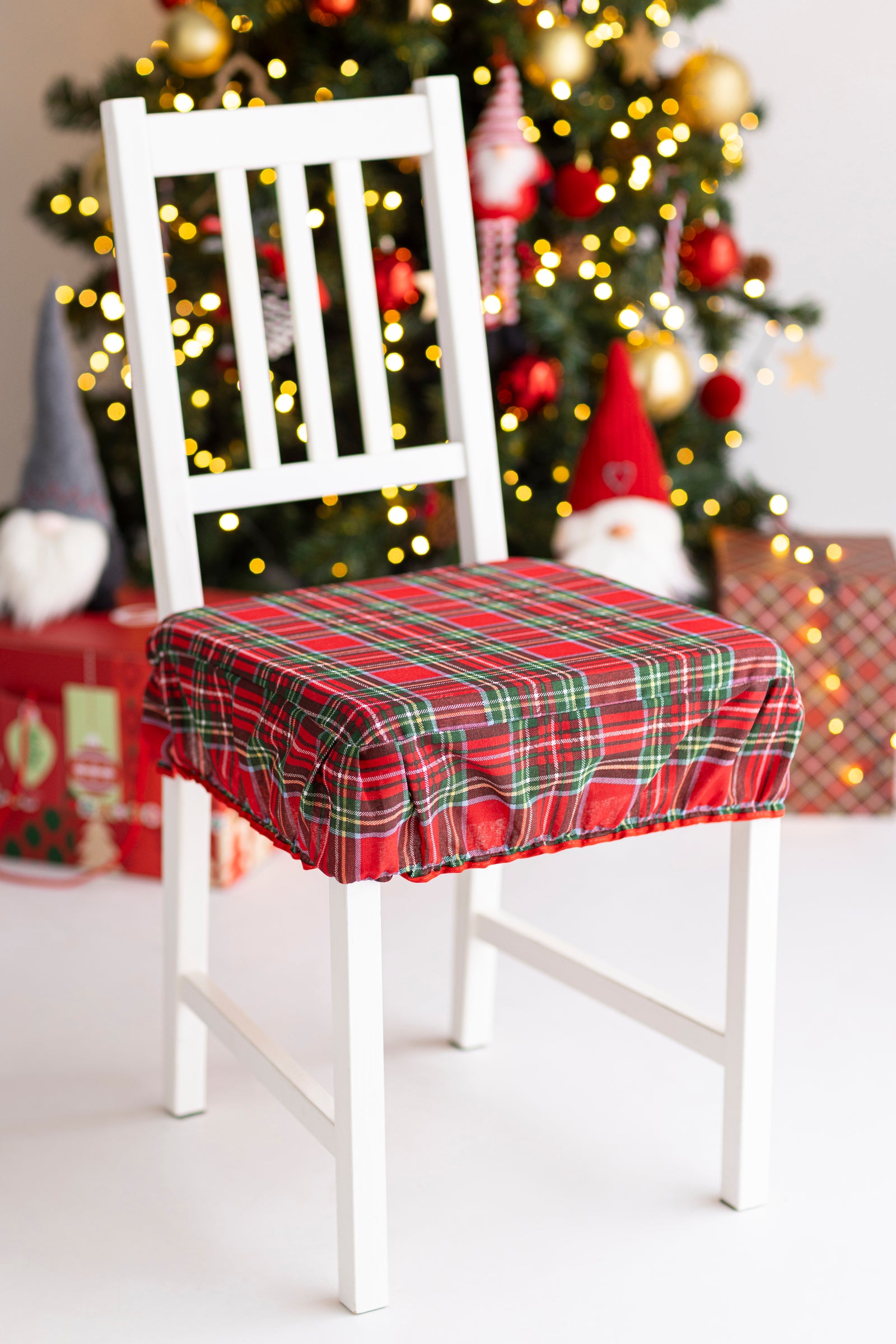 Cuscini Coprisedia scozzese natalizio con fascia elastica 40x40cm Tartan supreme Set da 2 pezzi