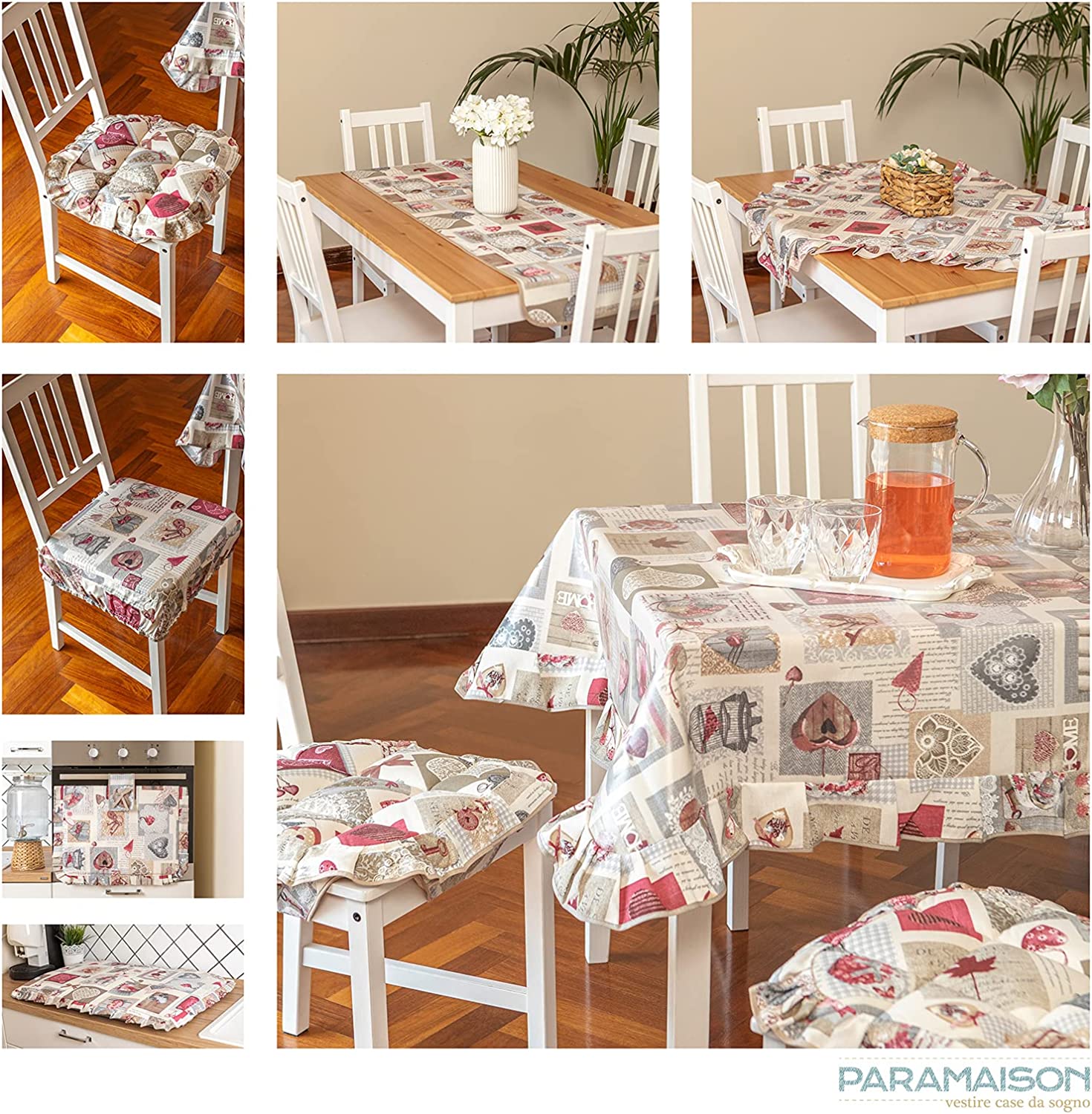 Tovaglia quadrata 150x150 4 posti Plastificata antimacchia in pvc linea Shabby Chic fantasia Chiave