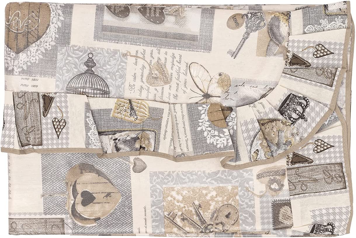 Tovaglia quadrata 150x150 4 posti Plastificata antimacchia in pvc linea Shabby Chic fantasia Chiave