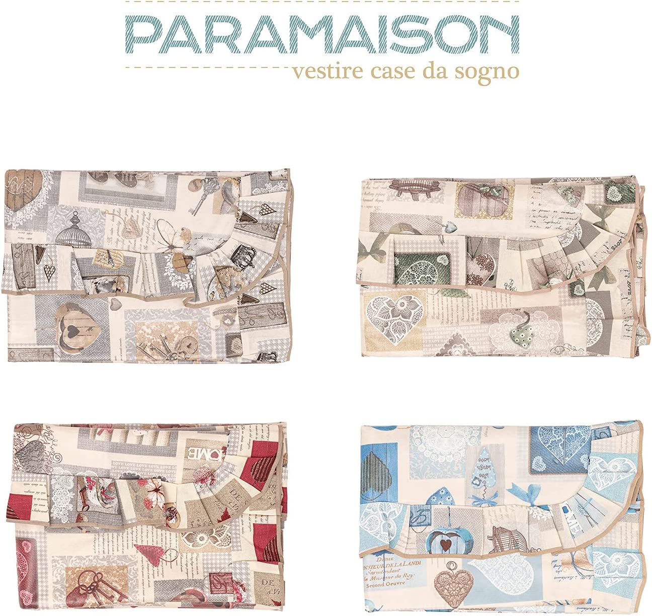 Tovaglia 12 posti 140x230 antimacchia impermeabile pvc cotone Rettangolare linea Shabby Chic fantasia Chiave