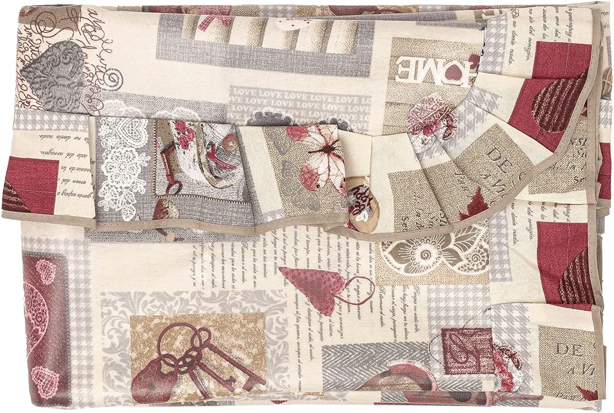 Tovaglia quadrata 150x150 4 posti Plastificata antimacchia in pvc linea Shabby Chic fantasia Chiave