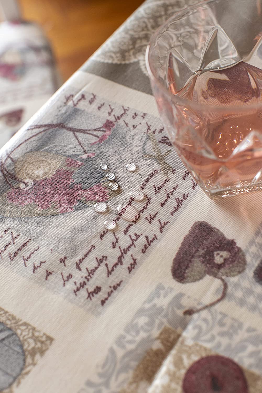 Tovaglia rotonda 130 Plastificata Azzurro Bordeaux Verde Grigio Linea Shabby Chic fantasia Chiave