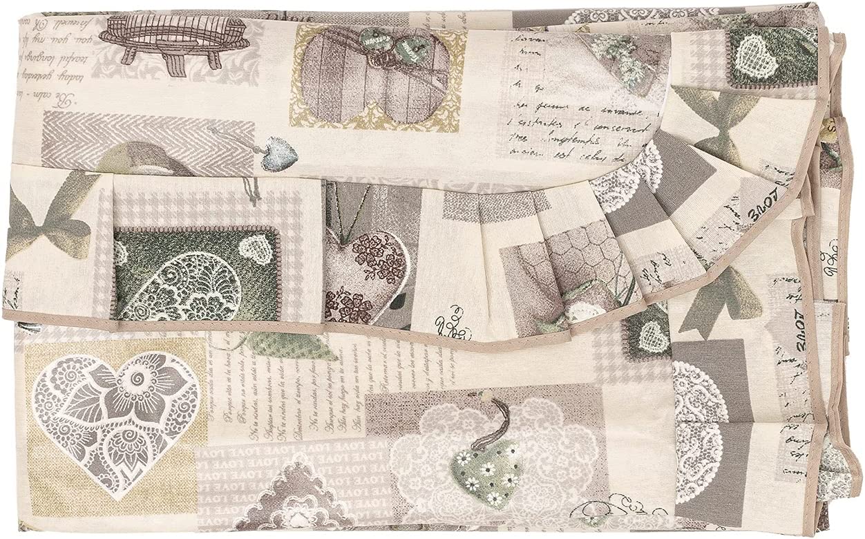 Tovaglia rotonda 130 Plastificata Azzurro Bordeaux Verde Grigio Linea Shabby Chic fantasia Chiave