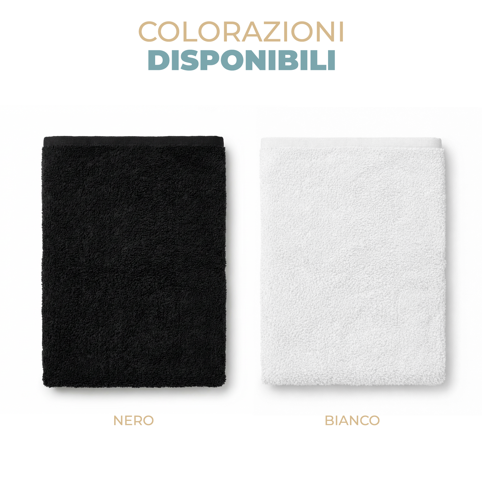 Asciugamani Piccoli in Spugna di Cotone 50x30 cm 420 gr/m² – Professionali per Barbiere, Parrucchiere, Centro Estetico e Palestra – Bianco e Nero