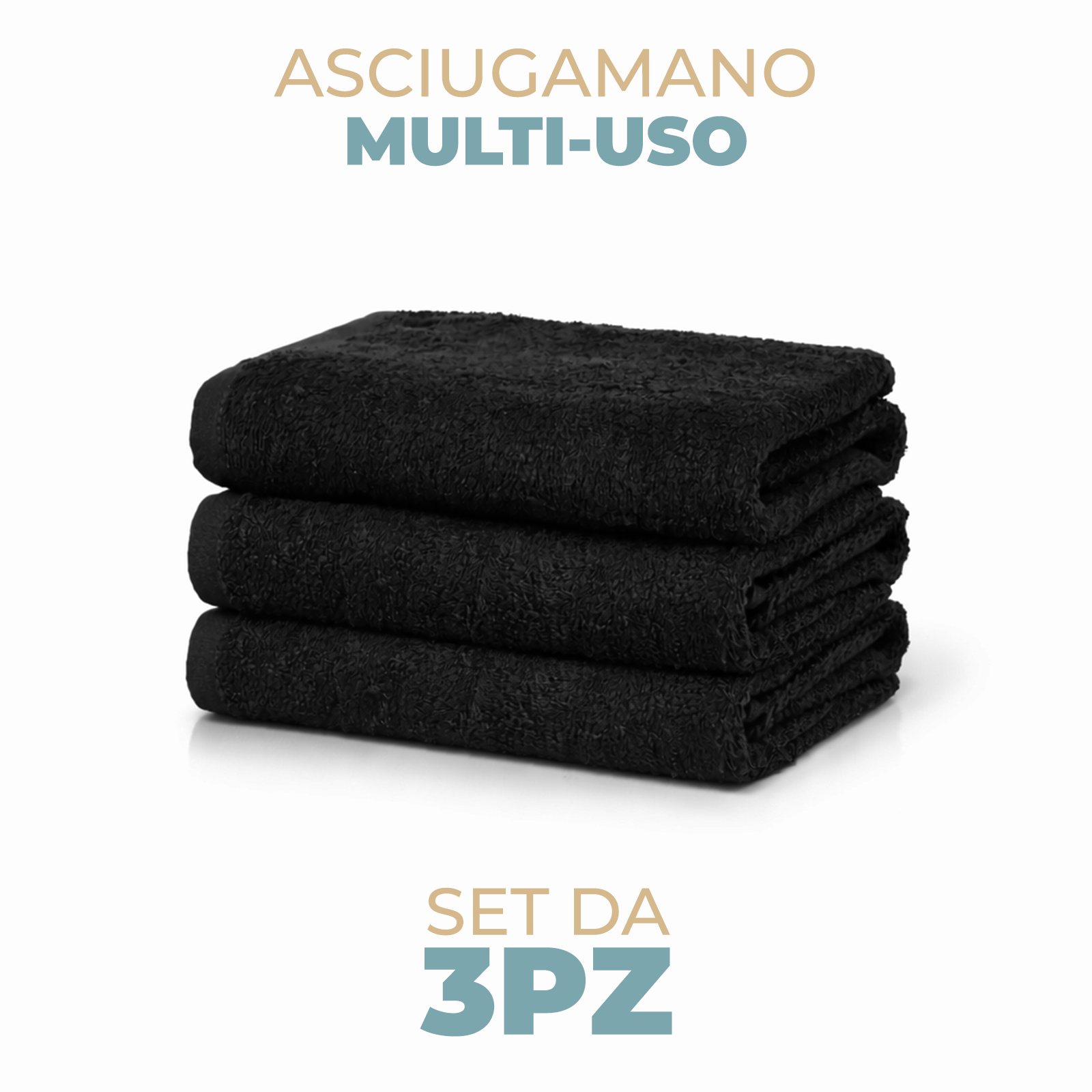 Asciugamani Piccoli in Spugna di Cotone 50x30 cm 420 gr/m² – Professionali per Barbiere, Parrucchiere, Centro Estetico e Palestra – Bianco e Nero