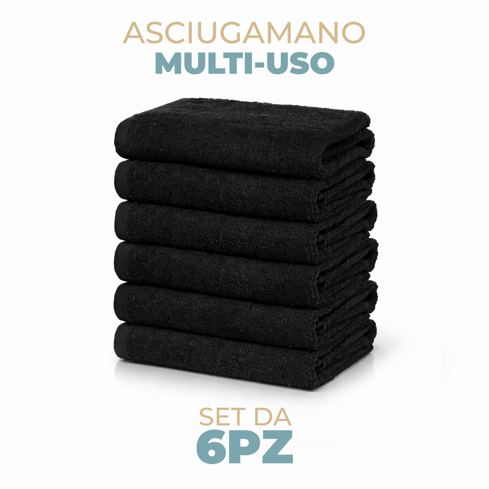 Asciugamani Piccoli in Spugna di Cotone 50x30 cm 420 gr/m² – Professionali per Barbiere, Parrucchiere, Centro Estetico e Palestra – Bianco e Nero