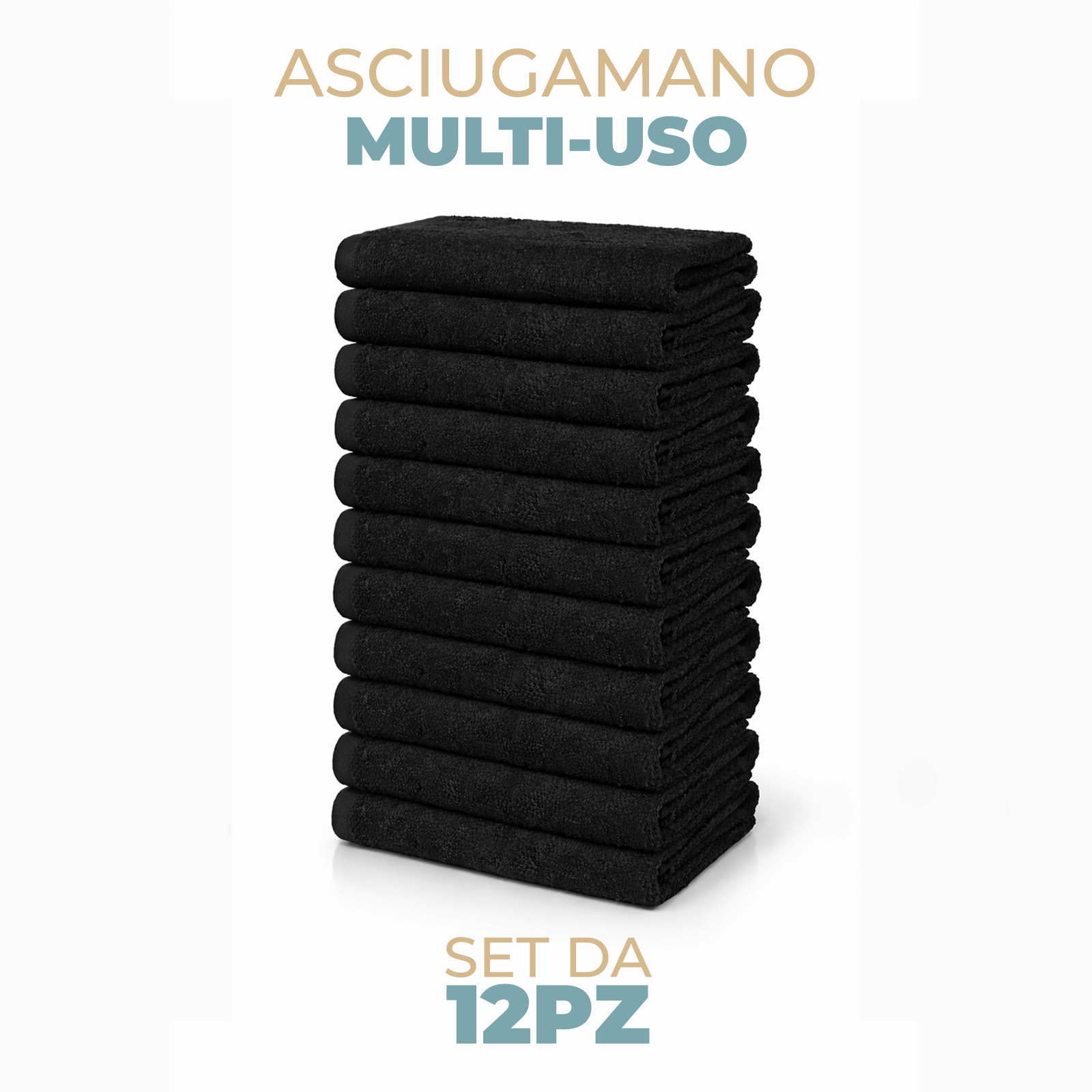 Asciugamani Piccoli in Spugna di Cotone 50x30 cm 420 gr/m² – Professionali per Barbiere, Parrucchiere, Centro Estetico e Palestra – Bianco e Nero