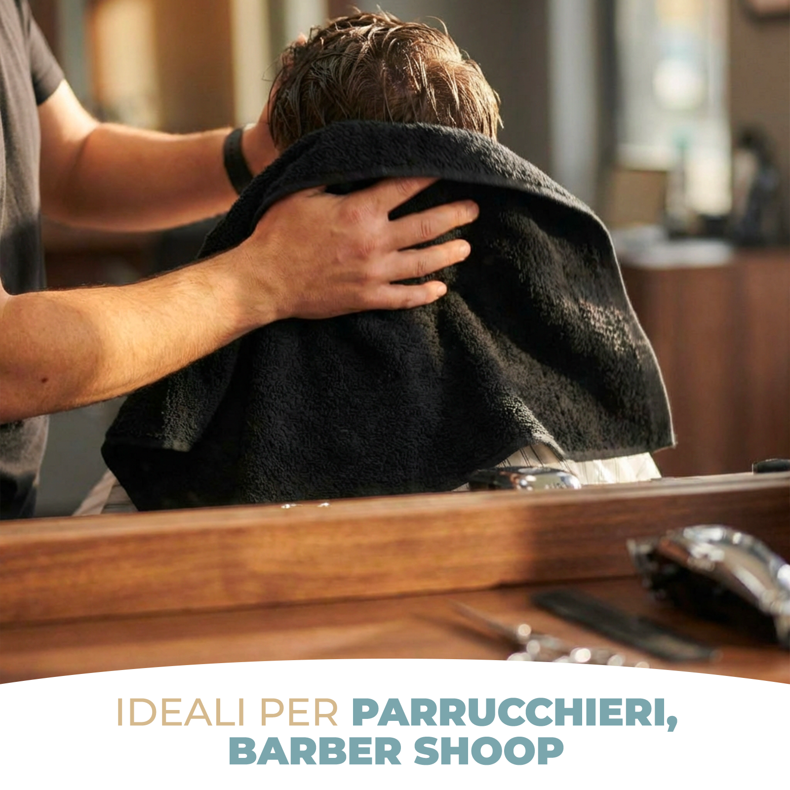 Asciugamani Piccoli in Spugna di Cotone 50x30 cm 420 gr/m² – Professionali per Barbiere, Parrucchiere, Centro Estetico e Palestra – Bianco e Nero