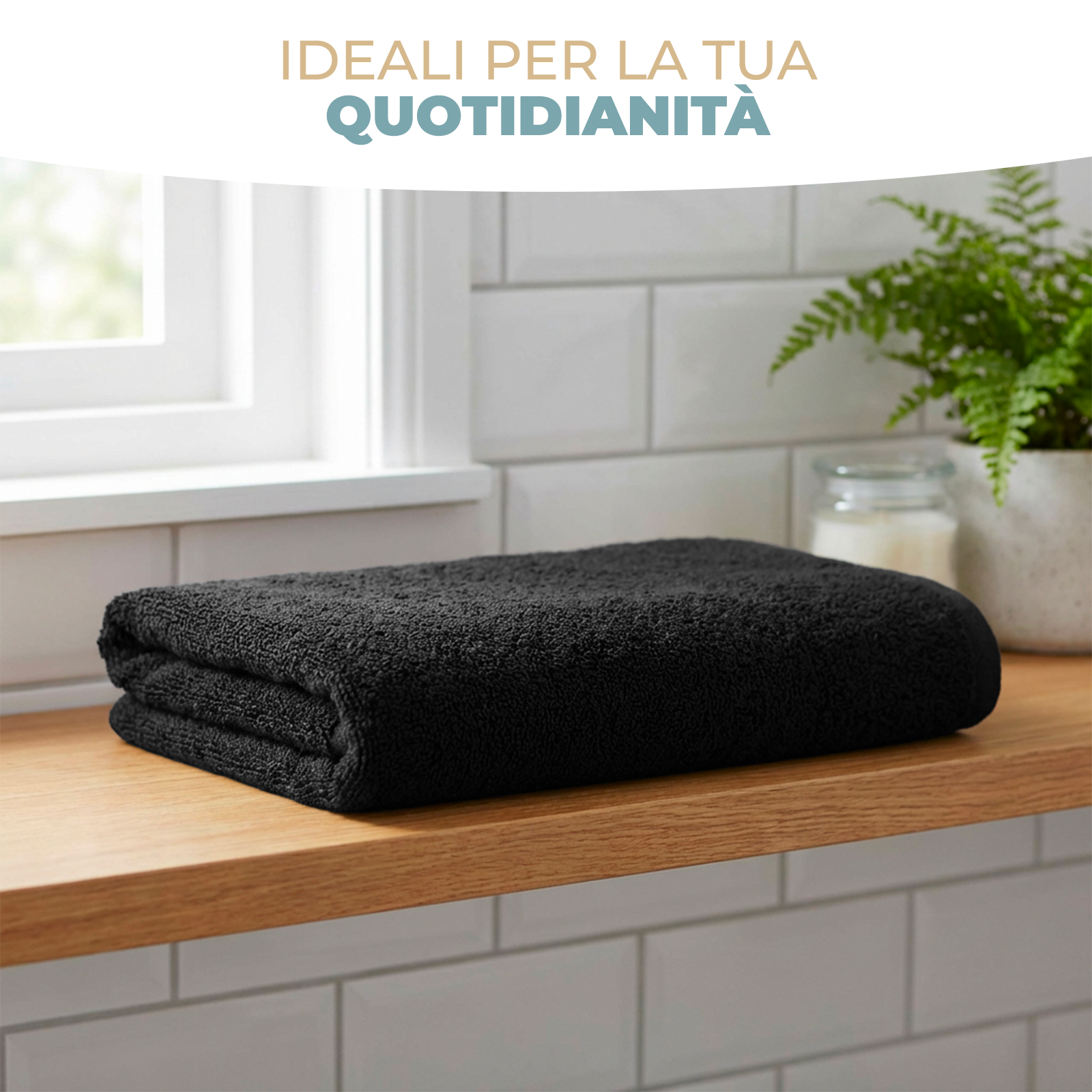Asciugamani Piccoli in Spugna di Cotone 50x30 cm 420 gr/m² – Professionali per Barbiere, Parrucchiere, Centro Estetico e Palestra – Bianco e Nero