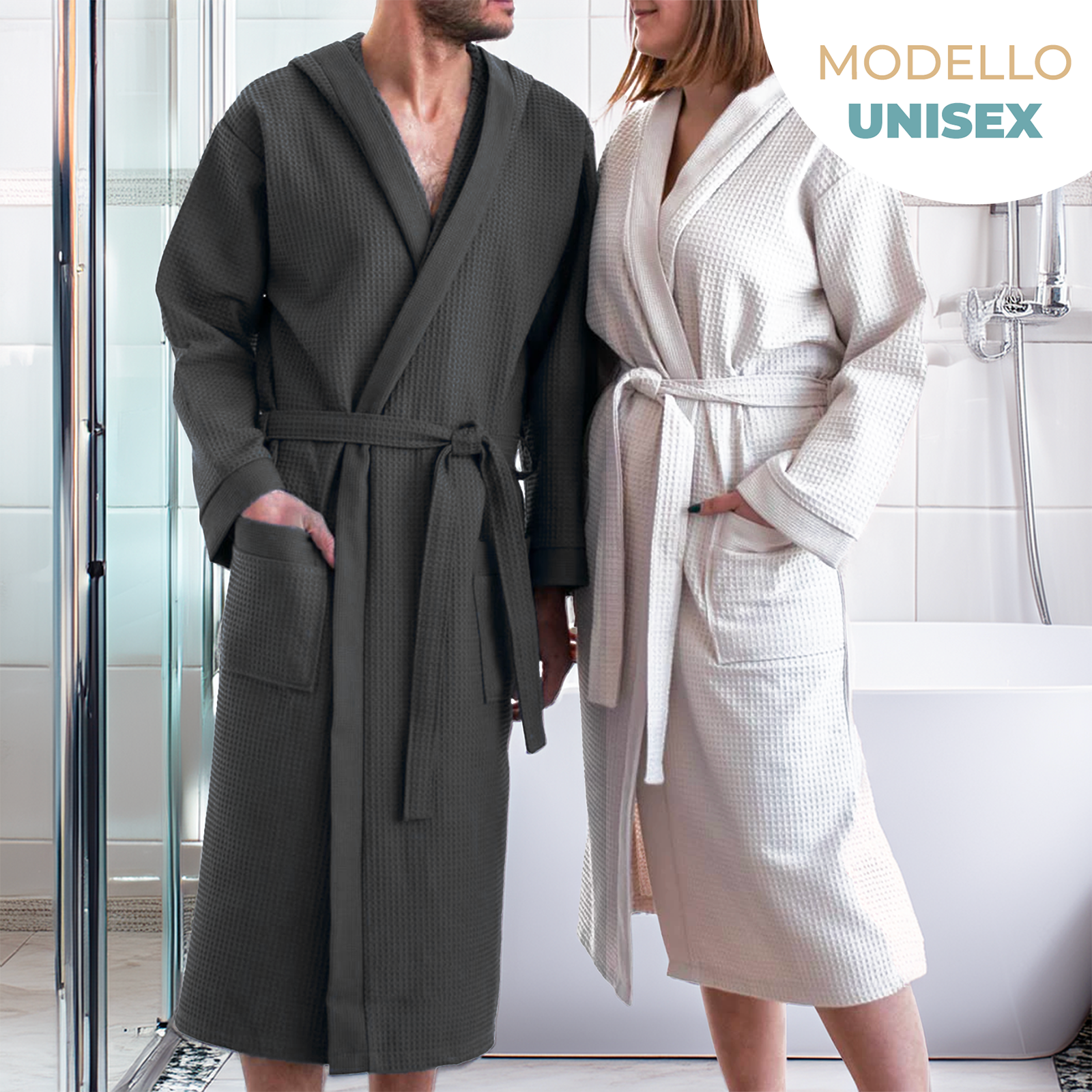 Accappatoio Nido D'ape in puro cotone Unisex casa piscina palestra vari colori
