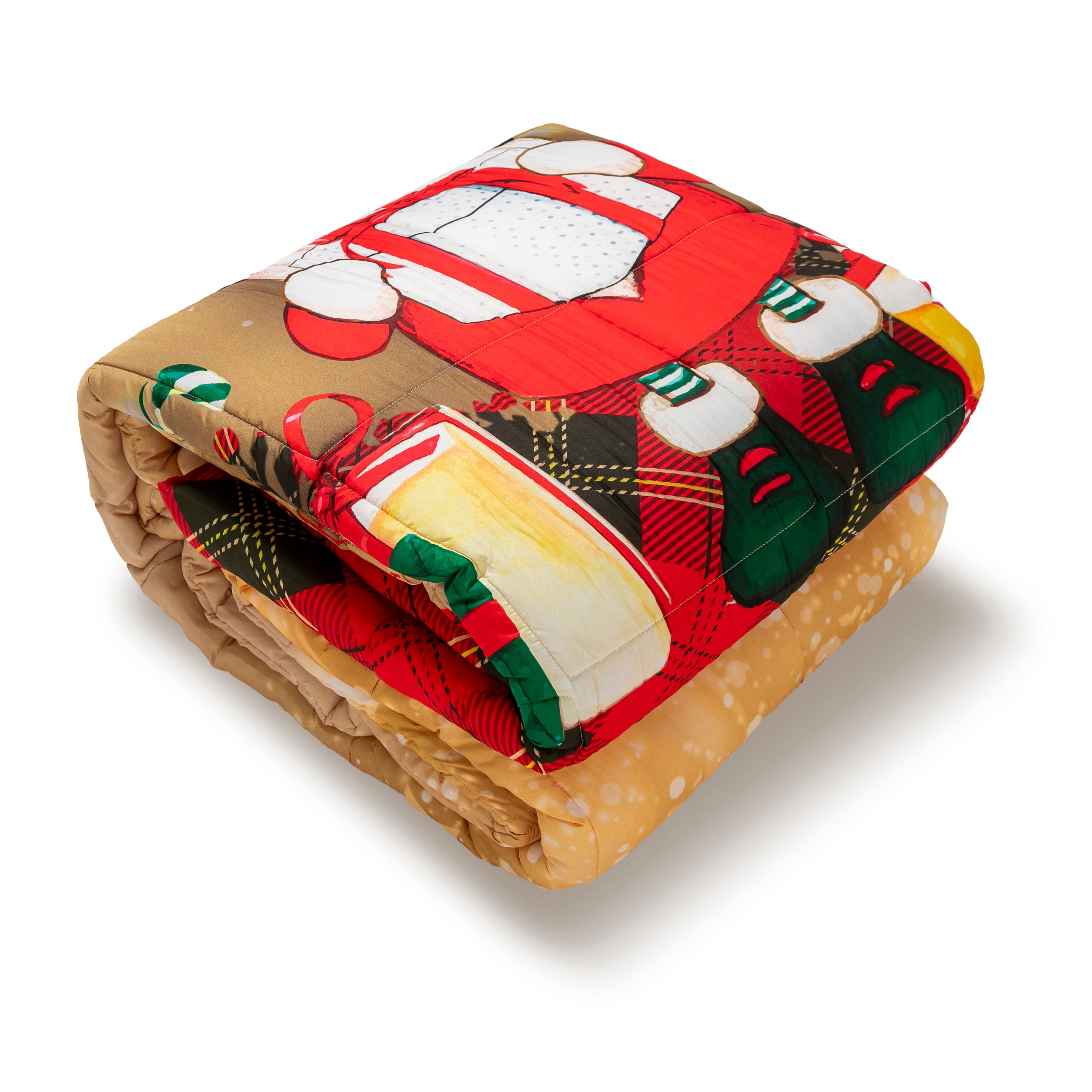 Trapunta Matrimoniale Natalizia Gnomo Piumone Invernale Stampa Digitale 100% Microfibra Anallergica 300 Gr/Mq Made in Italy