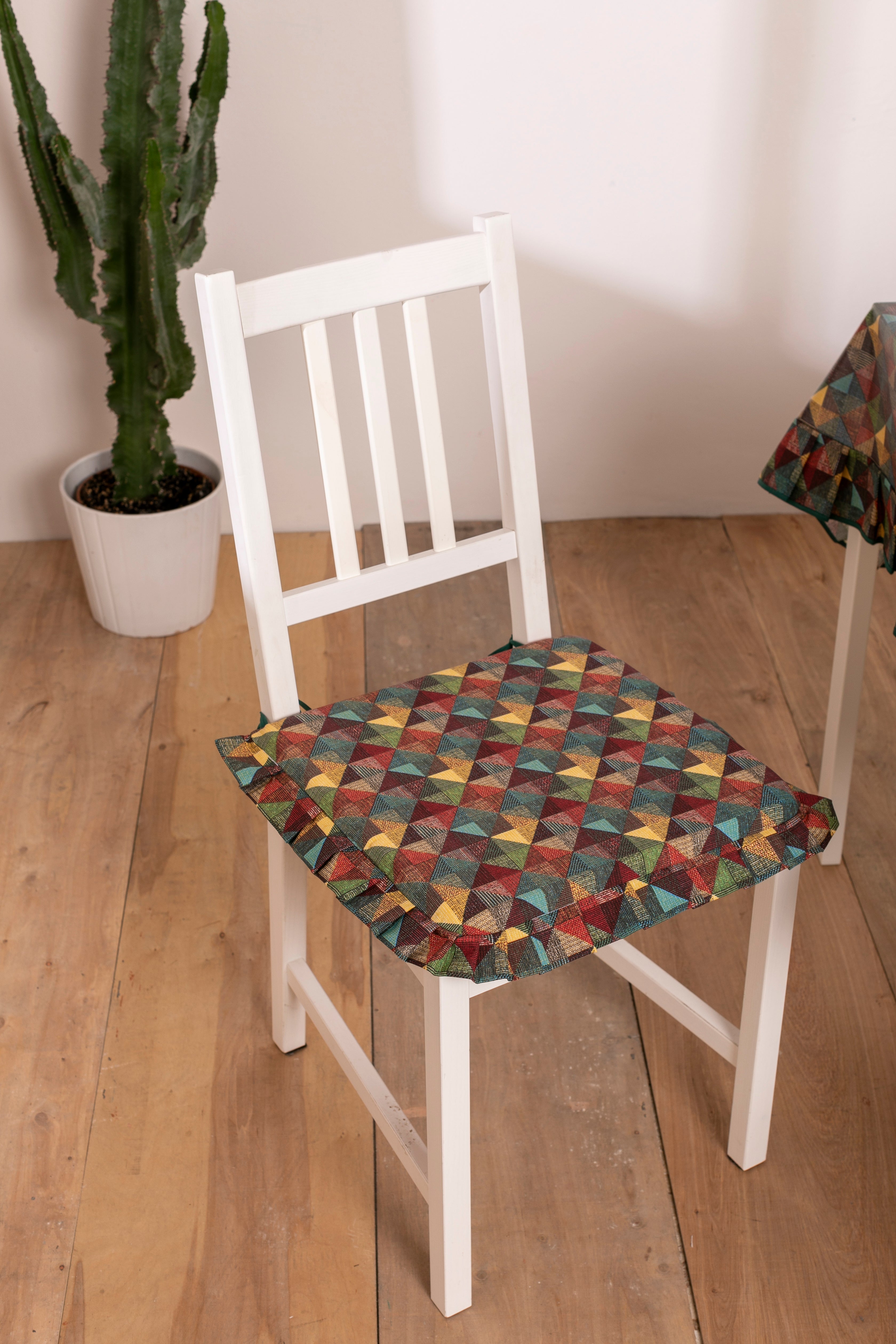 Cuscini Coprisedia Riccio Shabby Chic Country Volant ai Bordi, Imbottito, con Laccetti, Sfoderabile, 40x40 cm, Set da 6 pezzi